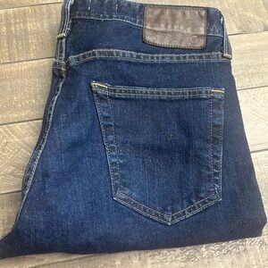 Ag Adriano Goldschmied Dark Blue Jeans with Brown Patch, 30x32